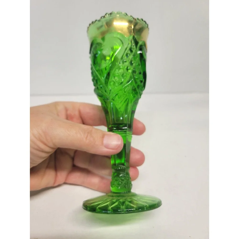Antique Fair Memorabilia‎ Souvenir Green Trumpet Vase 1907 Emerald Glass